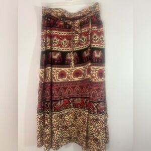 Geeta Boho Elephant Print Wrap Skirt | Cotton | Free Size | Midi/Maxi
